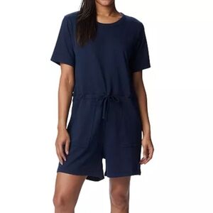 NEW Columbia Women's Trek Short-Sleeve French Terry Romper Dark Blue Casual